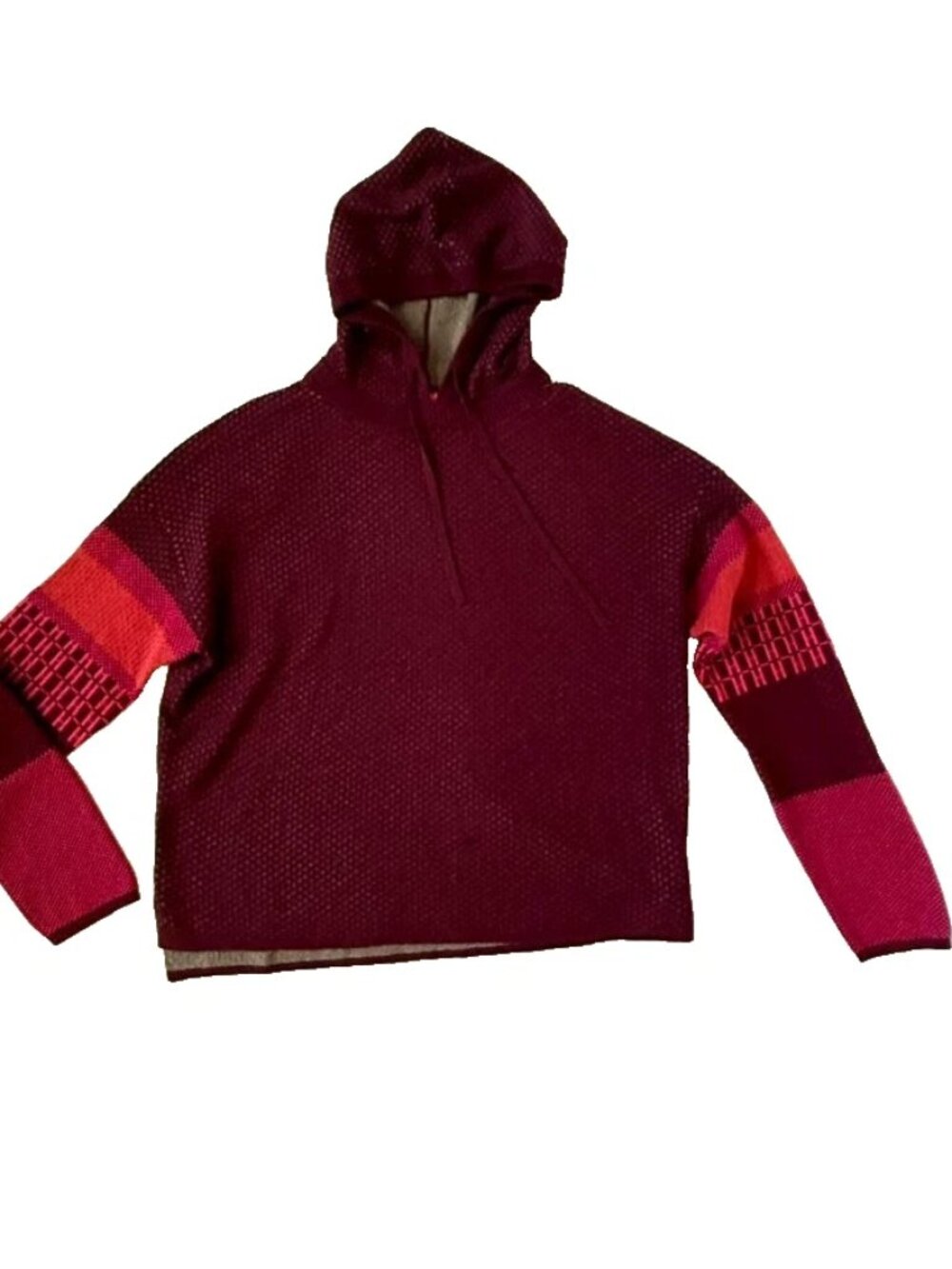 Krimson & Klover Womens XL Sweater Hoodie Pullover Merino Wool Blend Silk Maroon